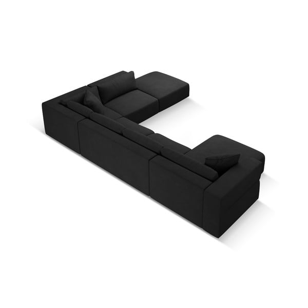 Kampinė sofa juodos spalvos (su dešiniuoju kampu/„U“ formos) Esther – Milo Casa-image-3