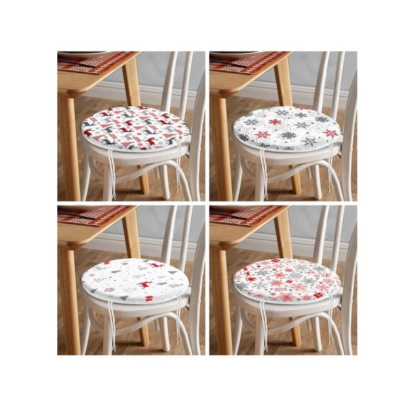 Sėdynės pagalvėlės 4 vnt. su Kalėdų motyvu ø 40 cm Snowflakes – Mila Home-image-4