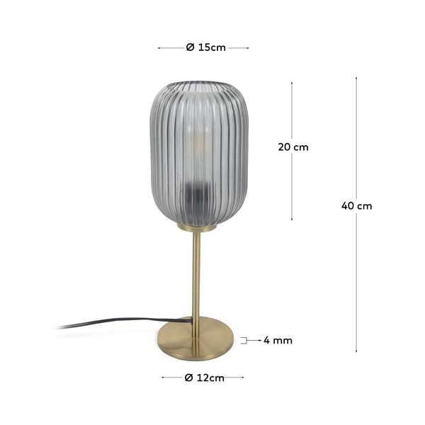 Aukso spalvos stalinė lempa su stikliniu gaubtu (aukštis 40 cm) Hestia - Kave Home-image-3