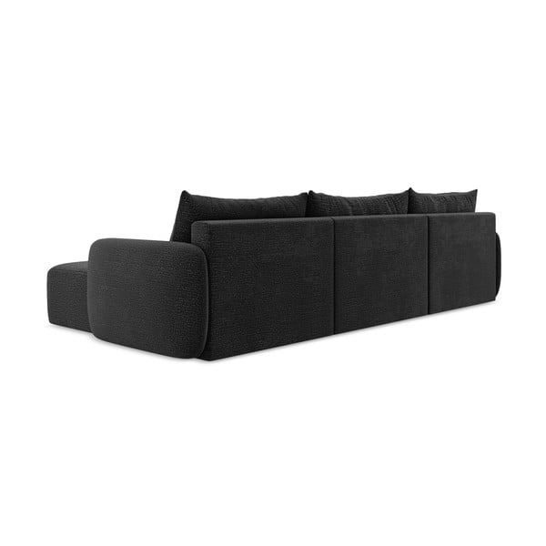 Juodos spalvos sulankstoma/su sandėliavimo vieta kampinė sofa Kalena – Makamii-image-4