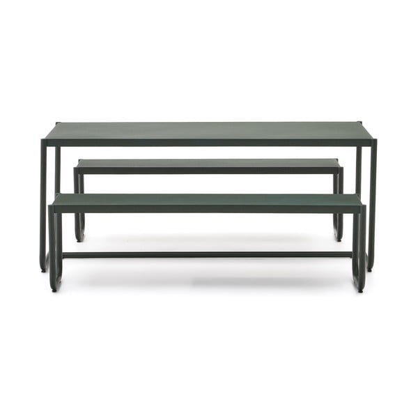 Iš metalo sodo valgomojo komplektas tamsiai žalios spalvos 4 žmonėms Sotil – Kave Home-image-2