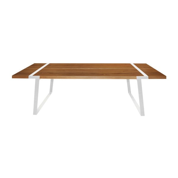 Tamsaus medžio valgomojo stalas su baltu pagrindu "Canett Gigant", 240 cm