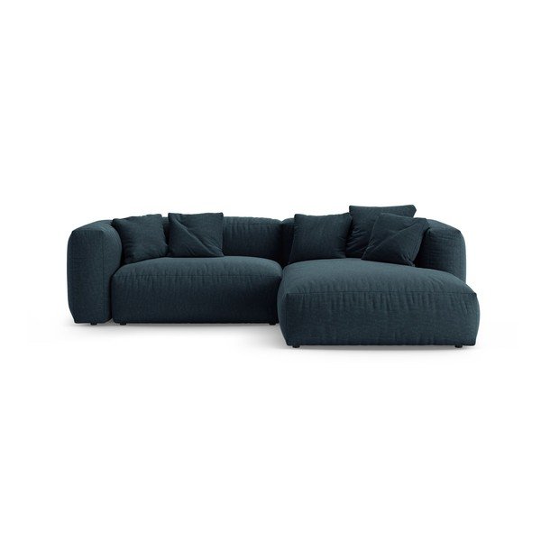 Tamsiai mėlynos spalvos sulankstoma modulinė kampinė sofa (su dešiniuoju kampu/su gultu) – Micadoni 