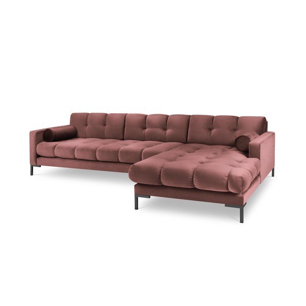 Rožinė aksominė kampinė sofa Cosmopolitan Design Bali, kampas dešinėje-image-3