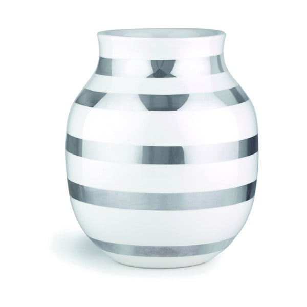 Balta akmens masės vaza su sidabro detalėmis Kähler Design Omaggio, aukštis 20 cm