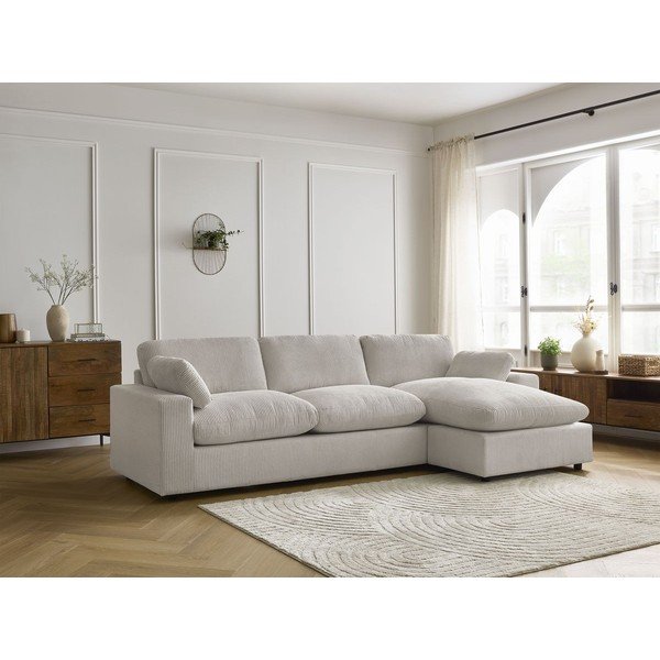 Smėlio spalvos kampinė sofa iš kordinio velveto Belair – Bobochic Paris-image-1