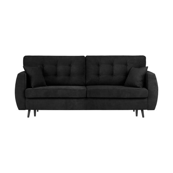 Juodos spalvos trivietė sofa-lova su saugykla "Cosmopolitan Design Rotterdam", 231 x 98 x 95 cm