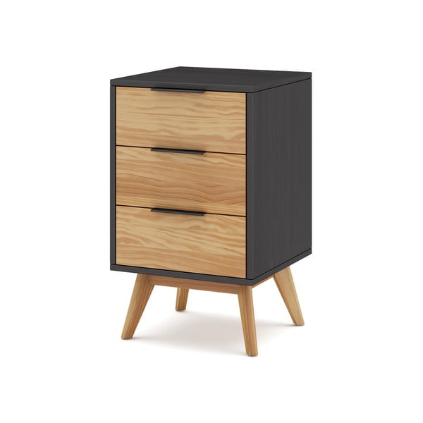 Natūralios spalvos pušies medienos naktinis staliukas Lavis - Marckeric-image-3