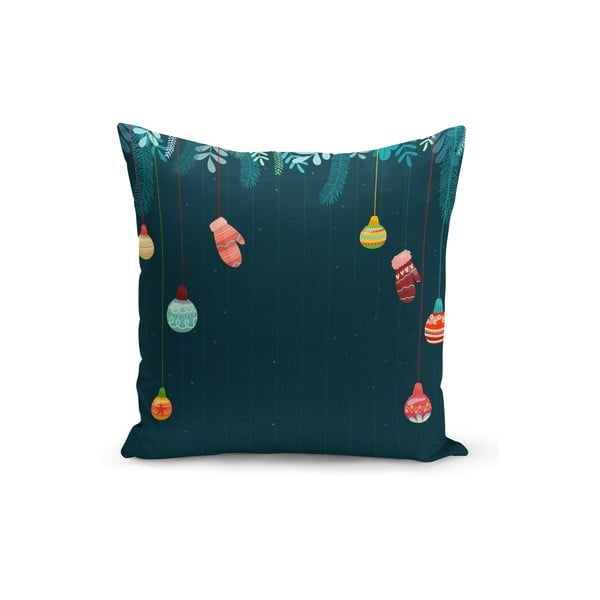 Mėlynas kalėdinis dekoratyvinis pagalvės užvalkalas Kate Louise Christmas Noel, 43 x 43 cm