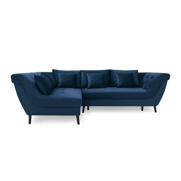 Tamsiai mėlyna keturių vietų sofa-lova "Bobochic Paris Real", kairysis kampas