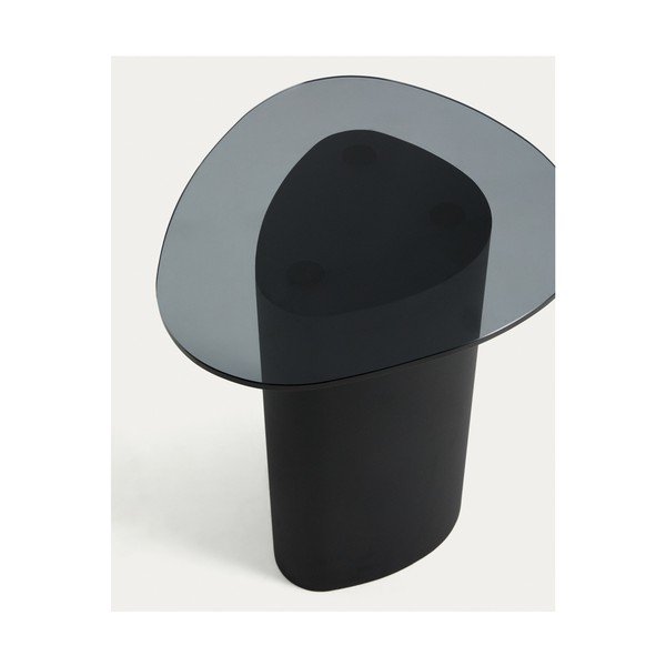 Šoninis stalas su stikliniu stalviršiu 47x48 cm Olir – Kave Home-image-3