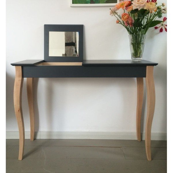 Pilkas tualetinis staliukas su veidrodžiu Ragaba, ilgis 65 cm-image-1