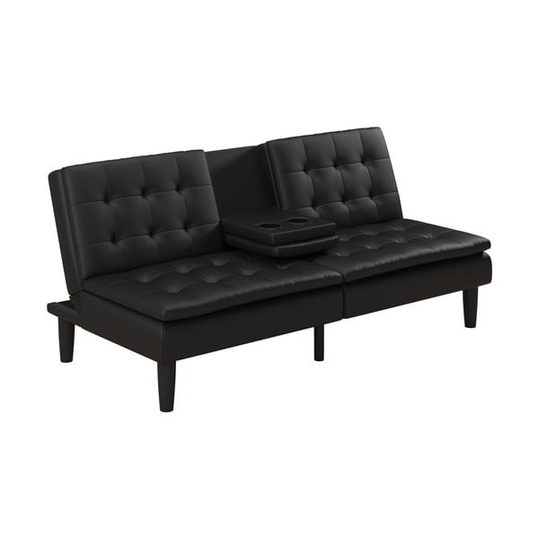 Iš dirbtinės odos sulankstoma sofa juodos spalvos 191 cm Maine – Støraa-image-1