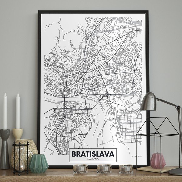 Sieninis plakatas rėmeliuose MAP/BRATISLAVA, 70 x 100 cm-image-1