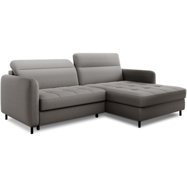 Pilkos spalvos iš velveto sulankstoma/su sandėliavimo vieta kampinė sofa (su dešiniuoju kampu/su gultu) Gomsi – ELTAP-image-2