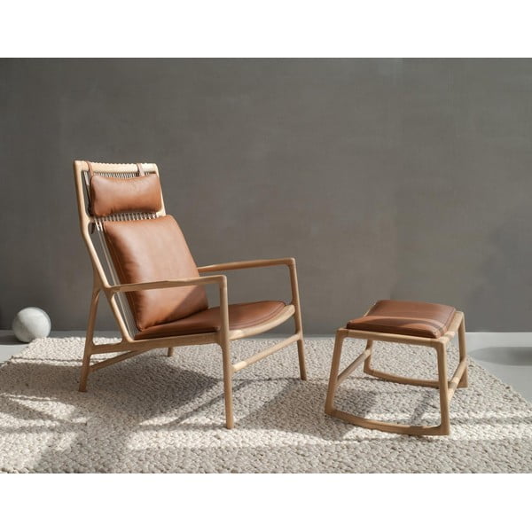 Ąžuolo medienos konstrukcijos ir pilkos tekstilės sėdynės otomanas Gazzda Dedo-image-3