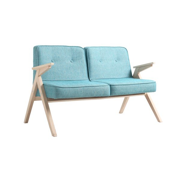 Šviesiai mėlyna dvivietė sofa "Custom Form Vinc-image-1