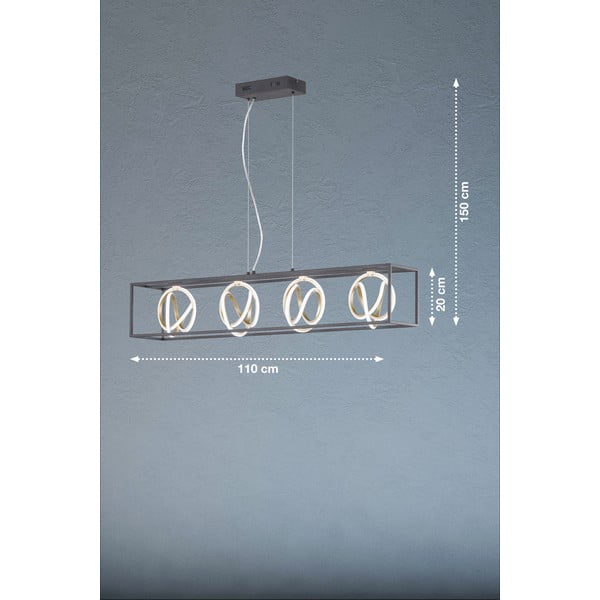 Kabantis šviestuvas juodos spalvos LED su pritemdymo funkcija Gisi – Fischer & Honsel-image-2