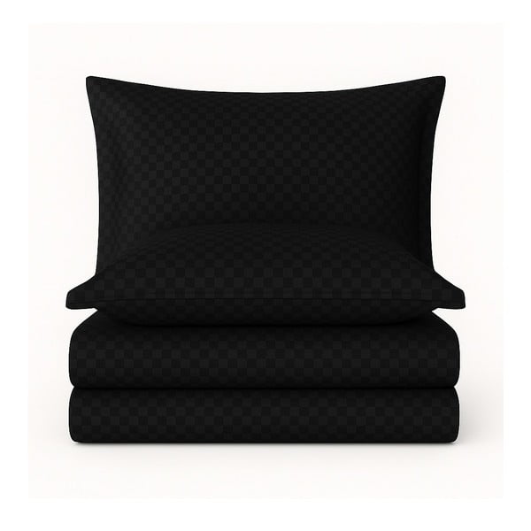 Juodos spalvos iš ranforce medvilnės dvigulė/itin ilga patalynė 240x220 cm Checkered – Mila Home Luxury