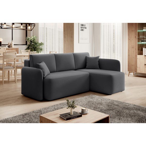 Taupe spalvos iš velveto sulankstoma/su sandėliavimo vieta kampinė sofa (su dešiniuoju kampu/su gultu) Hadson – ELTAP-image-3