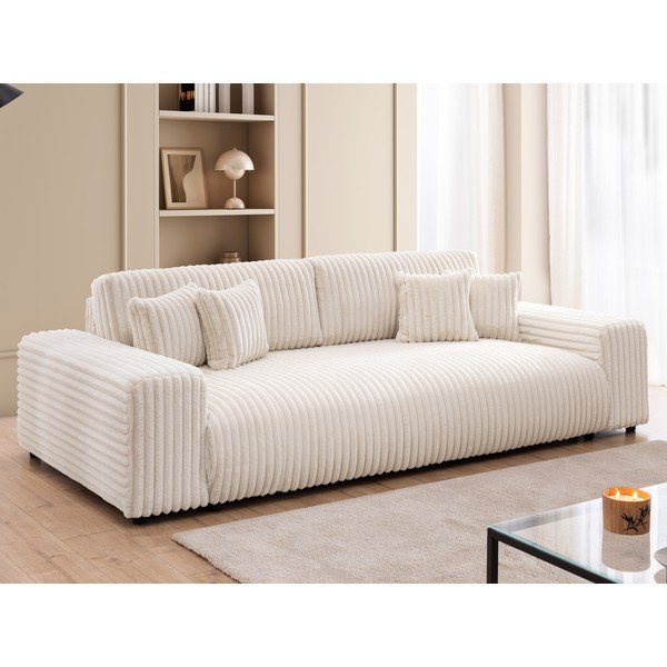 Kreminės spalvos sulankstoma/su sandėliavimo vieta sofa iš kordinio velveto 260 cm Justin  – Ropez-image-3