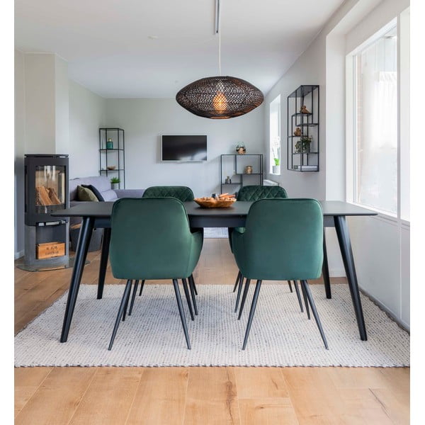 Tamsiai žalios spalvos iš audinio valgomojo kėdžių komplektas 2 vnt. Harbo – House Nordic-image-1