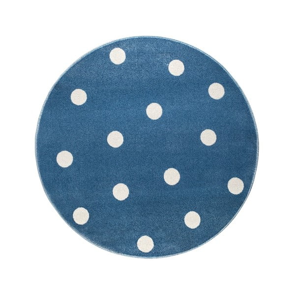 Mėlynas apvalus kilimas su taškeliais KICOTI Blue, ø 100 cm