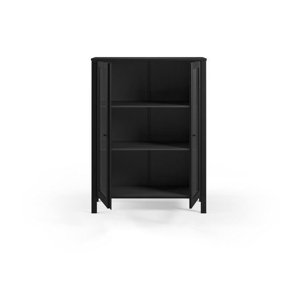 Juodos spalvos iš pušies masyvo vitrina 90x120x40 cm Alessandra – Marckeric-image-3