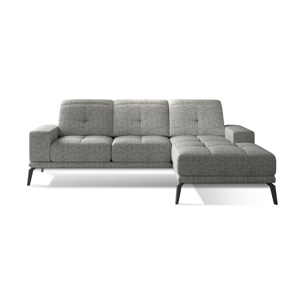 Pilkos spalvos kampinė sofa (su dešiniuoju kampu/su gultu) Torrense – ELTAP