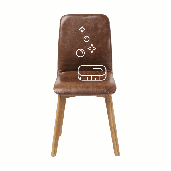 Kėdės su atlošu su odiniais apmušalais valymas, drėgnas giluminis valymas + odos maitinimas