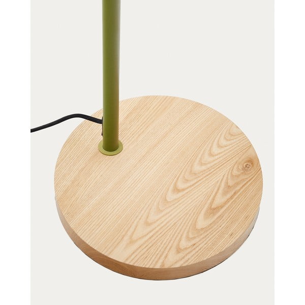 Žalios spalvos/natūralios spalvos pastatomas šviestuvas (aukštis 150 cm) su metaliniu gaubtu Catlar – Kave Home-image-3