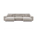 Šviesiai pilkos spalvos sulankstoma ir su sandėliavimo vieta kampinė sofa iš kordinio velveto („U“ formos) Sarina – Ropez