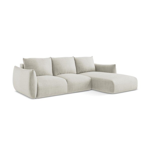 Smėlio spalvos sulankstoma kampinė sofa (su dešiniuoju kampu/su gultu) Leila – Makamii-image-3