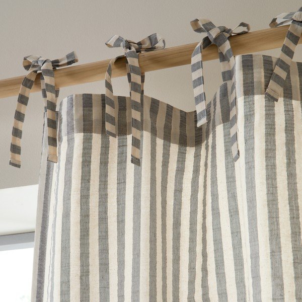 Pilkos spalvos užuolaida 140x229 cm Zanzibar Woven Stripe – Pineapple Elephant-image-2