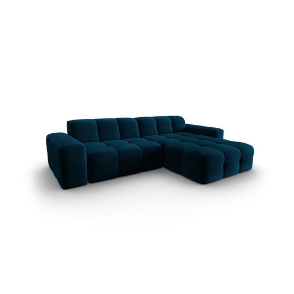 Tamsiai mėlyna aksominė kampinė sofa (dešinysis kampas) Kendal - Micadoni Home-image-3
