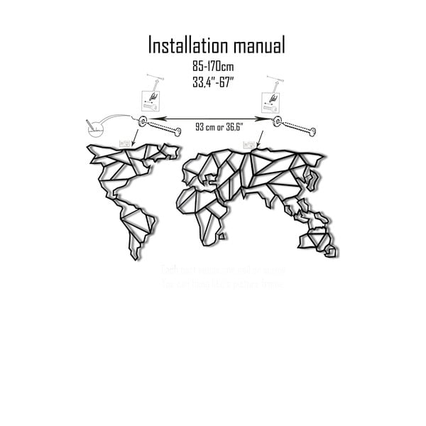 Sienų dekoracijos Pasaulio žemėlapis Skaidrus, 85 x 170 cm-image-2