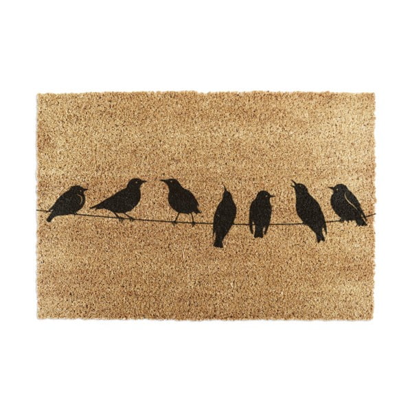 Iš kokoso pluošto grindų kilimėlis 40x60 cm Birds On a Wire – Artsy Doormats