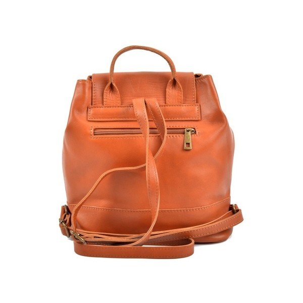 Cognac brown leather women's backpack Roberta M Ramida-image-1
