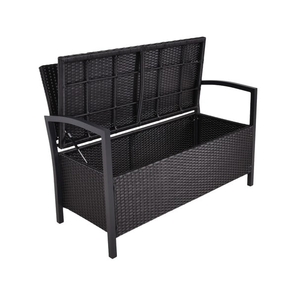 Sodo suoliukas juodos spalvos dirbtinis rotangas Ferrara – Garden Pleasure-image-1