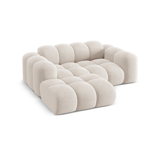 Kreminės spalvos iš šenilinio audinio kampinė sofa (su kairiuoju kampu/su gultu) Treno – Cosmopolitan Design-image-2