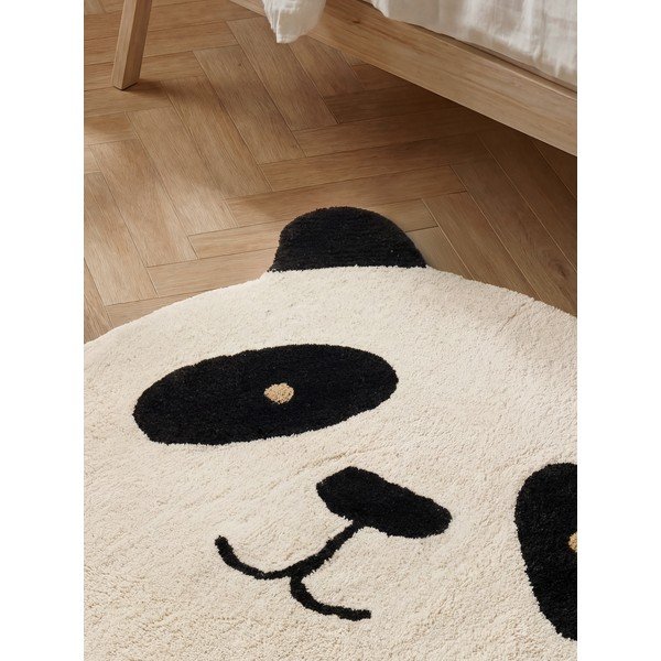Skalbiamas/rankų darbo juodos spalvos/kreminės spalvos iš medvilnės vaikiškas kilimas 103x120 cm Snuggle Patsy – Hanse Home-image-3