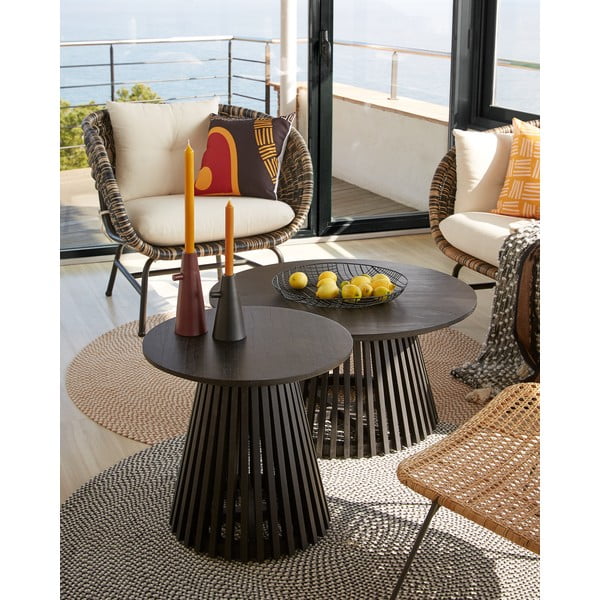 Juodas tikmedžio kavos staliukas Kave Home Irune, ⌀ 80 cm-image-2