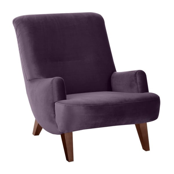 Violetinės spalvos fotelis su rudomis kojomis "Max Winzer Brandford Suede
