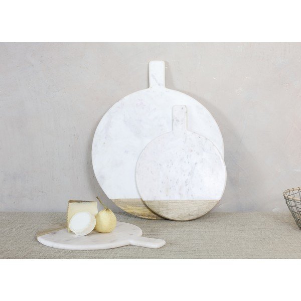 Balto marmuro ir mango medžio serviravimo lenta Nkuku Bwari, ø 32 cm-image-2
