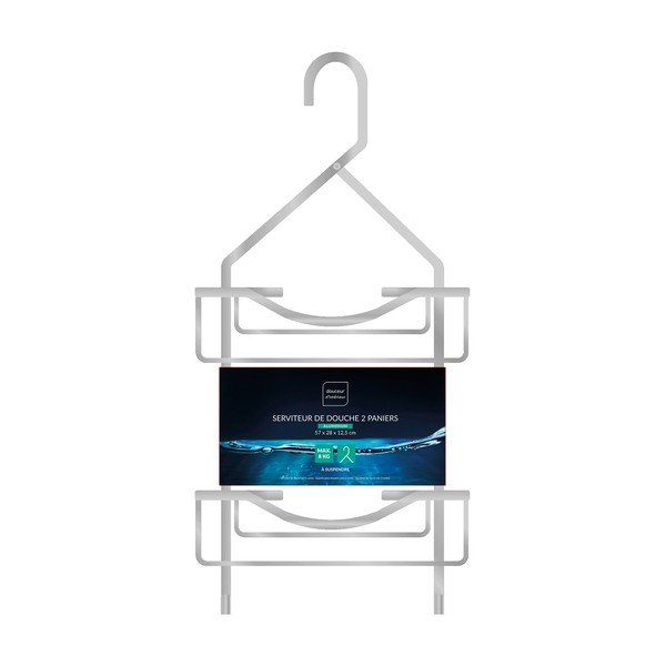 Pakabinama blizgios sidabrinės spalvos iš aliuminio vonios lentyna Filaire Aluminium – douceur d'intérieur-image-1