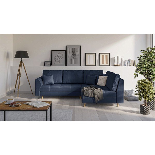 Tamsiai mėlyna kampinė sofa (dešinysis kampas) Ariella - Ropez-image-1