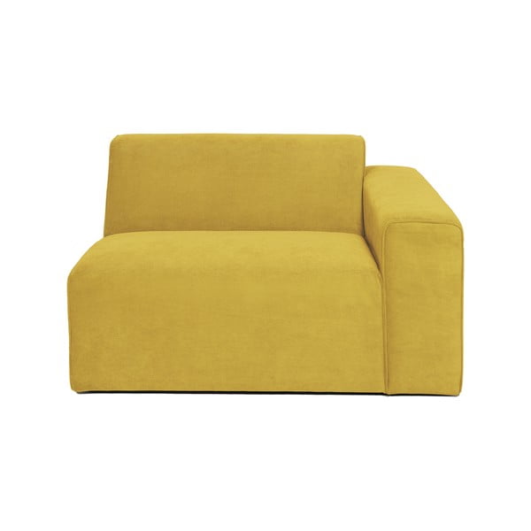 Geltonos spalvos aksominės sofos modulis Scandic Sting, 124 cm, dešinysis kampas