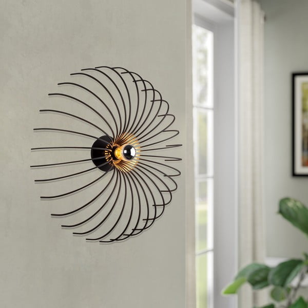 Juodas sieninis šviestuvas Opviq lights Aspendos, ø 36 cm-image-1