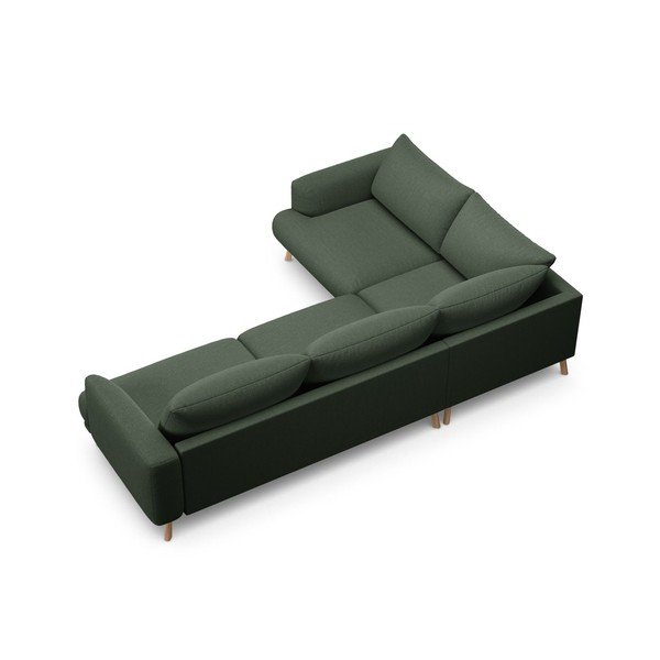 Žalios spalvos kampinė sofa (su kairiuoju kampu/su gultu) Naomi – Micadoni -image-3