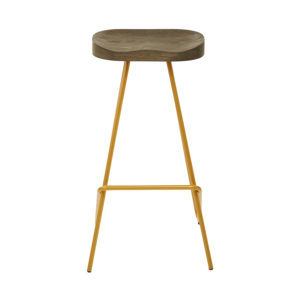 Auksinės spalvos/natūralios spalvos iš guobos masyvo baro taburetė (sėdynės aukštis 78 cm) District – Premier Housewares-image-2